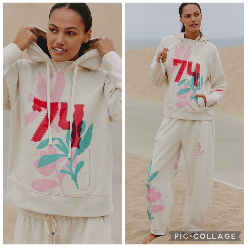ANTHROPOLOGIE Daily Practice Hoodie XSS 19" p2p Heather Oatmeal $108 Retail NWT